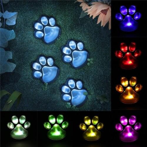 4pcs Footprint LED Lights Solar Powered Dog Pet Animal Paws Lamp for Home Garden Outdoor Landscape Lantern Lighting Decorations