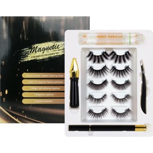 5Pairs 3D Magnetic Eyelashes With Lasting Magnets Eyeliner Makeup Eyelashes Extended Reusable Waterproof Magnetic False Eyelash