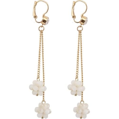 Beadsland fashion long tassels drop earrings glass beads flower pendant earring vintage ethnic tassel women earring