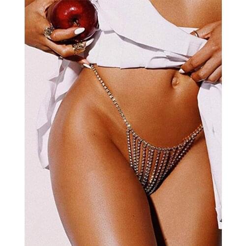 Fashion Crystal Belly Chain Waist Summer Beach Belly Chain Fashion Sexy Body Chains Women Trendy Rhinestone Panties Thong Gifts