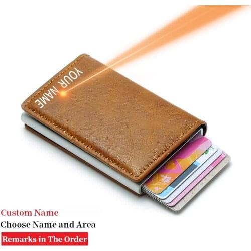 Men Credit Card Holder Engraving Name Men Bank Card Case Women Slim Wallet Card Purse Anti-thief Aluminum Box Cardholder