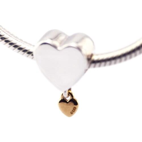 Two Hearts Dangle Charm Fits European Woman DIY Bracelets original sterling silver Beads For Jewelry Making