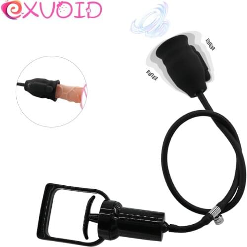 EXVOID Penis Pump Glans Trainer Massage Penis Vibrator 10 Speeds Delay Ejaculation Enlargement Sex Toys For Men Male Masturbator