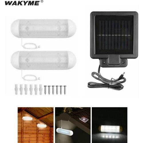 WAKYME 2 in 1 Solar Light Outdoors Waterproof Solar Power Indoor Wall Lamp Garden Street Lights Rechargeable Garage Work Light