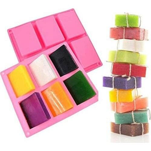 6 Cavity Square Soap Mold Silicone Soap Molds For Mila Pudding Candy Mold Handmade Candle Mold Craft DIY Making Home Cake Mould