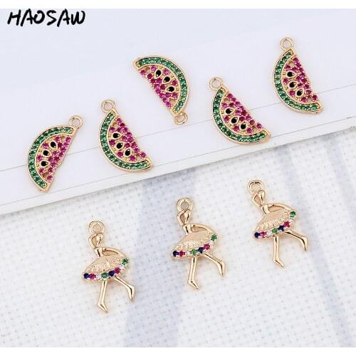 HAOSAW 4Pcs/Lot Crystal Charms/Watermelon/Dacing Girl/Earrings Charms/Hand Made/Earring Findings/DIY Making Accessory