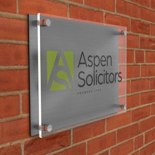 Customized Acrylic Printed Logo Business Plaque Sign Brushed Aluminium Modern Back Panel