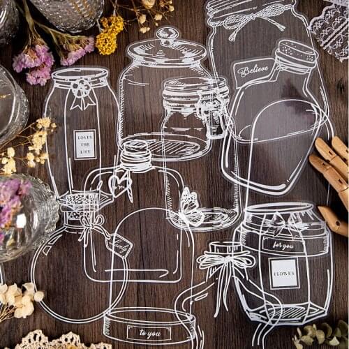 Journamm 20pcs/pack Transparent PET Bottle Series Japanese Sticker Junk Journal Creative Stationery Aesthetics Material Stickers