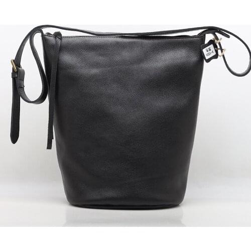 Classic Simple Bucket Bags For Women 2021 Natural Cowhide Leather Female Shoulder Crossbody Bag High Quality Designer Handbags