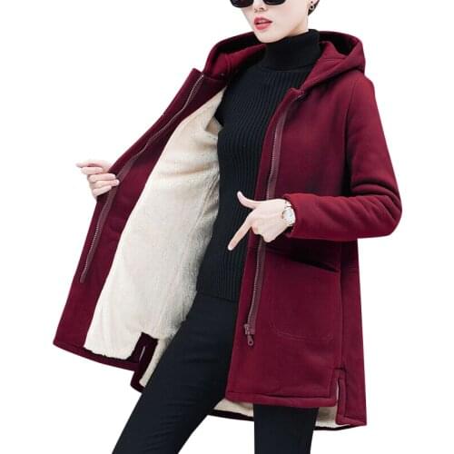 2019 New Autumn Thicken Plus Velvet Jacket Female Long Sleeve Loose Hooded Long Spring Coat Feminino Abrigos Mujer Outerwear L27