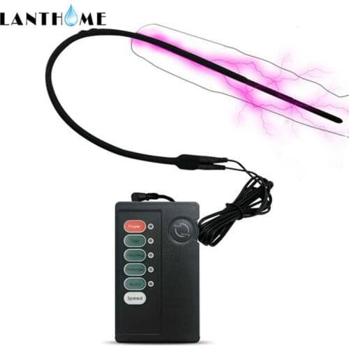 Men Medical Conductive Silicone Penis Plug Chastity Catheter Electro Shock Stimulate Penis Ring Urethral Dilator Sounds Sex Toys