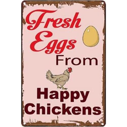 Farm Fresh Eggs Metal Tin Sign Plate Chicken Egg Shabby Chic Metal Poster Wall Decor