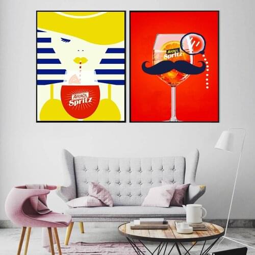 Minimalist Abstract Mustache Wine Glass Canvas Painting Wall Art Nordic Posters and Prints Wall Pictures for Living Room Decor