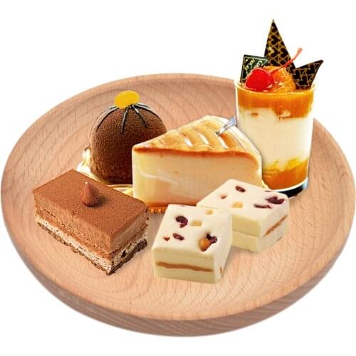 Multifunctional Japanese-style Solid Wood Round Dish Snack Dish Dessert Small Wooden Saucer Teacup Cocktail Tray Desktop Decor