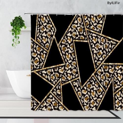 Marble Geometric Shower Curtains Zebra Pattern Leopard Art Design Bathroom Curtains Waterproof Bathtub Screen Home Decor Fabric