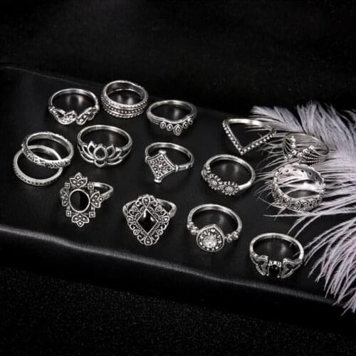 Rings set 15 Pcs/set Midi Finger Ring Gifts for Women Set Vintage Punk Boho Knuckle Rings Jewelry Love Ring