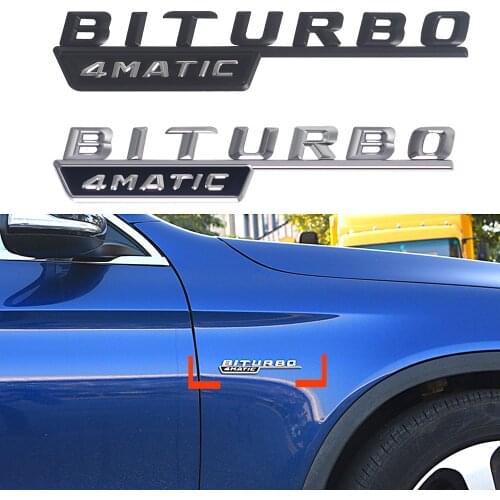 2pcs Car Fender BITURBO 4MATIC Sticker For Mercedes Benz AMG CLA CLK GLA GLC GLE GT GLS GL CLS SLC SLK SLS W204 Car Styling