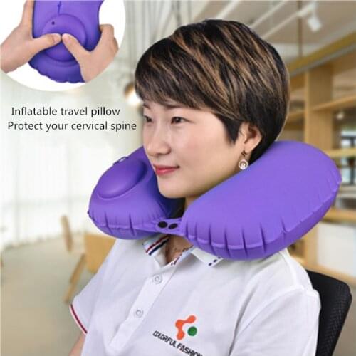 Protable Soft U-Shape Travel Cushion Pillow for Car Airplane Inflatable Neck Pillow Travel Accessories Protection of the Neck