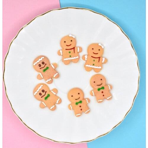 10Pcs Christmas Gingerbread Man Cookies Flat back Resin Cabochon Fake Biscuits Scrapbooking For Phone Decor DIY Accesories