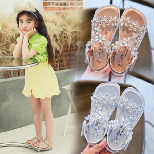 Sandals Baby Girls Shoes Summer Diamond Sandals Princess Shoes For Girls Kids Sandals For Open Toe Kids Party Shoes