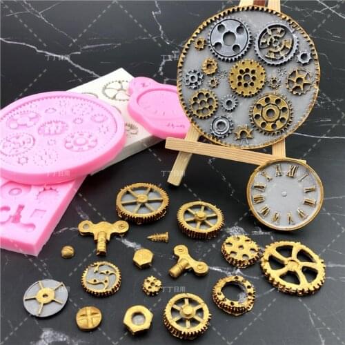 Steampunk Gears Confeitaria Silicone Mold Fondant Cake Molds Cupcake Mould Chocolate Baking Tools For Cakes Jelly Pudding Decor