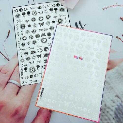 Fashion New Arrival Hot Selling 3d Nail Stickers Light Thin Back Adhesive Fingernail Decals Moon Eyes Manicure Women Girls Gift