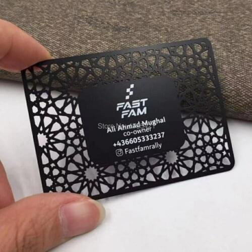 Free design 0.3mm thickness stainless steel material black plated custom black metal card