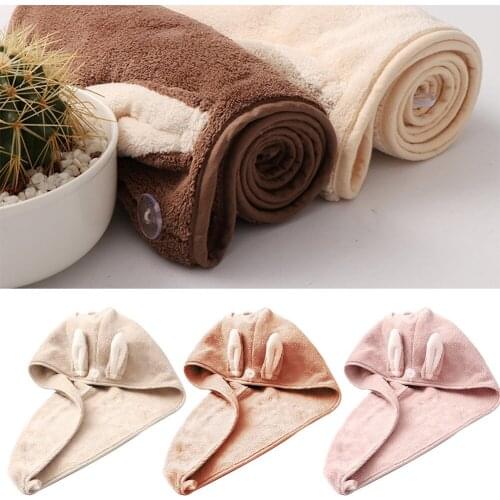 Microfiber turban cover shower cap, quick-drying towel cover Korean rabbit ears strong absorbent dry hair cap wash hair band