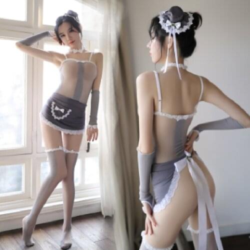 Maid Uniform Women Sexy Lingerie Allure Suit Lovely Dew PP Apron Pajamas Femme Outfit