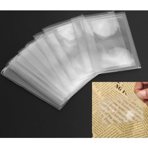 10 PCS 3 X Magnifier Magnification Magnifying Fresnel LENS 8.00*5.50*0.04cm Pocket Credit Card Size Transparent Magnifying Glass