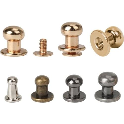 50Sets Metal Alloy Knob Screw Rivets Studs DIY Crafts Leather Belt Watchband Round Monk Head Rivets Spikes Decor Nail Buckles