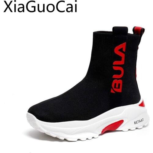 Ins High Quality Women Socks Boots Winter New Fashion Ladies Platform Boots Warm Stretch Fabric Women Ankle Boots
