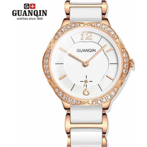 Fashion Ceramic Watch Women GUANQIN Watch Woman High Quality Quartz Luxury Girl Watches 2020 Waterproof Watch Dress Wristwatches