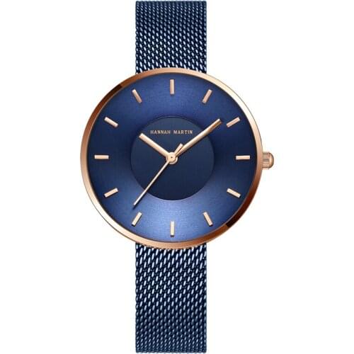 Gift For Women Fashion Japan Miyota 2035 Quartz Movement IP Blue Waterproof Stainless Steel Slim Watches Ladies