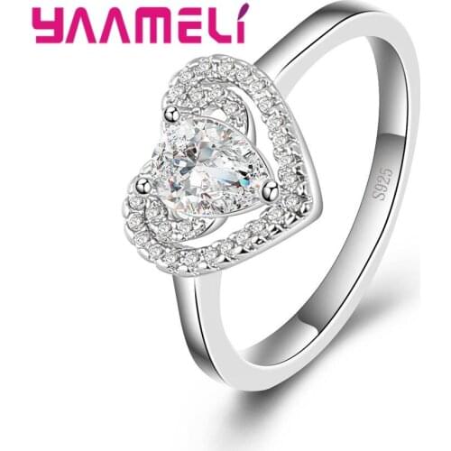 Exquisite Dazzling Fashion 925 Sterling Silver Finger Ring For Women Love Valentines Day Gift High Quality