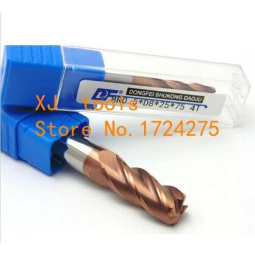 1PCS 4R0.5~10R0.5*100L Titanium yellow 4 flutes Cemented Carbide Corner Radius endmill CNC router bit milling cutter tool