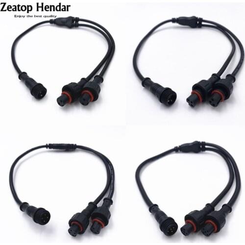 10Pcs M12 Waterproof 2 3 4 5 Pin 1 Male to 2 Female Y Splitter Cable Small Head Adapter Plug IP65 for LED Strips Light Connector