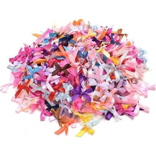 100Pcs Mini Satin Ribbon Flowers Bows Gift Craft Wedding Decoration ornament 090C