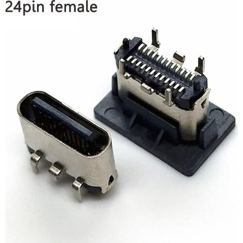 2-5pc 24Pin Vertical full sticker Female 90 degrees straight Socket Connector Micro USB Type C Jack plug Socket Connector