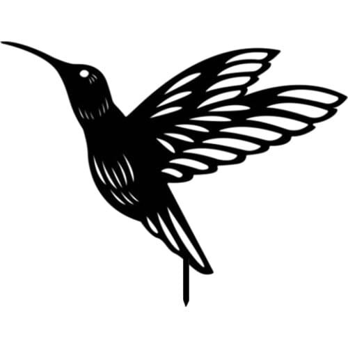 2Pcs Irons Black Trochilus Decors Family Yard Art Garden Stakes Lawn Floor Decoration Ornamens Hollow Out Animal Shape