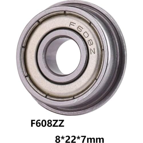 5pcs/lot F608ZZ Bearing Metric Flange Bearing 8*22*7mm Deep Groove Ball Bearings Miniature Mini F608-ZZ 52100 Chrome Steel