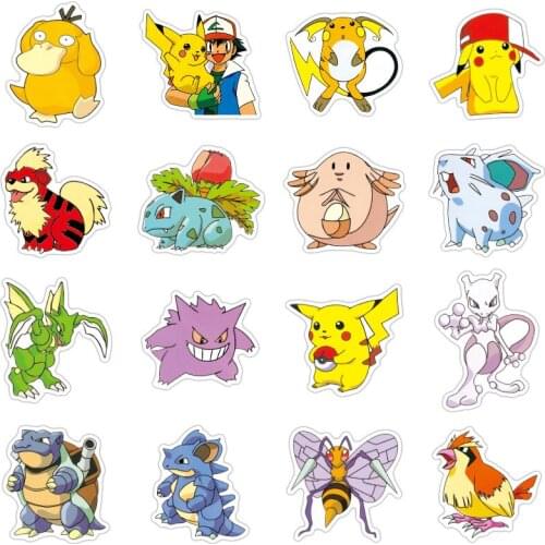 50pcs Pokemon Pikachu Graffiti Stickers Anime Cartoon Style Characters Suitcase Laptop Scooter Car Decoration Sticker Pack Gift