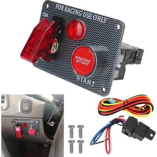 Car Switch Panel 2 Toggle Car 12V 30A Ignition Switch Engine Panel Start Push Button Switch for Car Modification