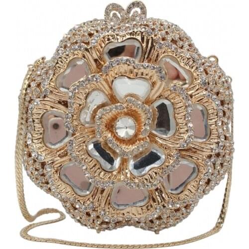 Hollow Out Flower Women colorful Crystal Purses Evening Bags Wedding Clutch purse Handbag Minaudiere Bag lady handbags for party