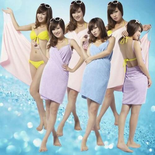 Deep V Sling Bathrobes Bath Skirt Wearable Bath Towel Quick Drying Towel Women Girls Beach Bath Spa Wrap