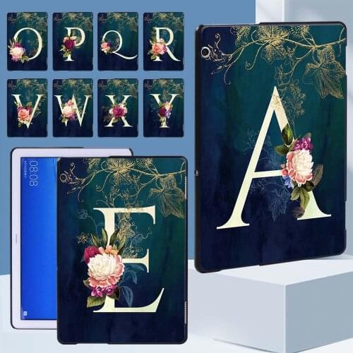 Tablet Case for Huawei MediaPad M5 Lite 10.1/MediaPad M5 10.8"/T5 10 10.1"/T3 8.0/T3 10 9.6" 26 Letter Back Shell+Stylus