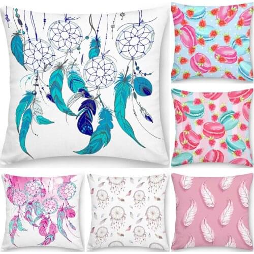 Feather Decorative Sofa Cushion Case Bed Pillow Cover Home Decor Car Cushion Cover Polyester Dreamcatcher Throw Pillow Case