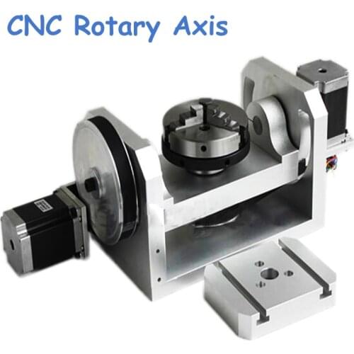 CNC Rotary Axis Axle Spindle with K01-100-Jaw Mandrels for Mini CNC Router Woodworking Machine Parts FAI DA TE