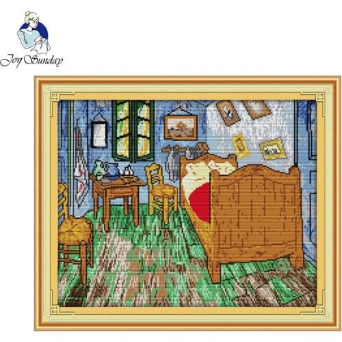 Joy Sunday Van Gogh bedroom scenery decor painting 11CT14CT Chinese Cross Stitch kits needlework Sets embroidery