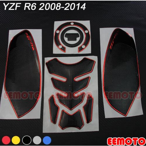 3D Motorcycle Tank Pad Protector decoration Stickers Decals Gas Fuel Knee Grip Traction Side for YZF-R6 YZF600 2008-2014